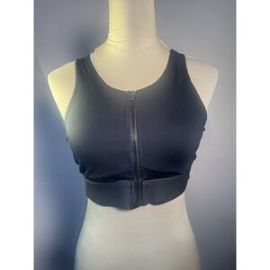 Fabletics Sports Bra Small Black Front Zip, S